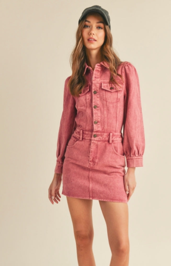Berry Denim Dress