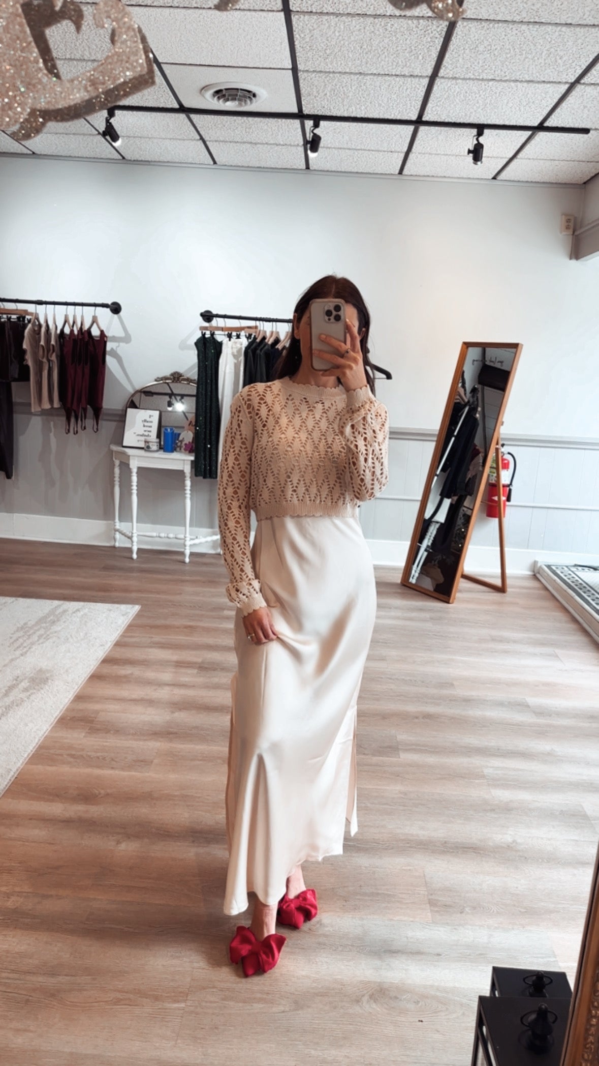 Kristin Satin Dress and Sweater Terra Boutique Kristin Satin Dress and Sweater Terra Boutique