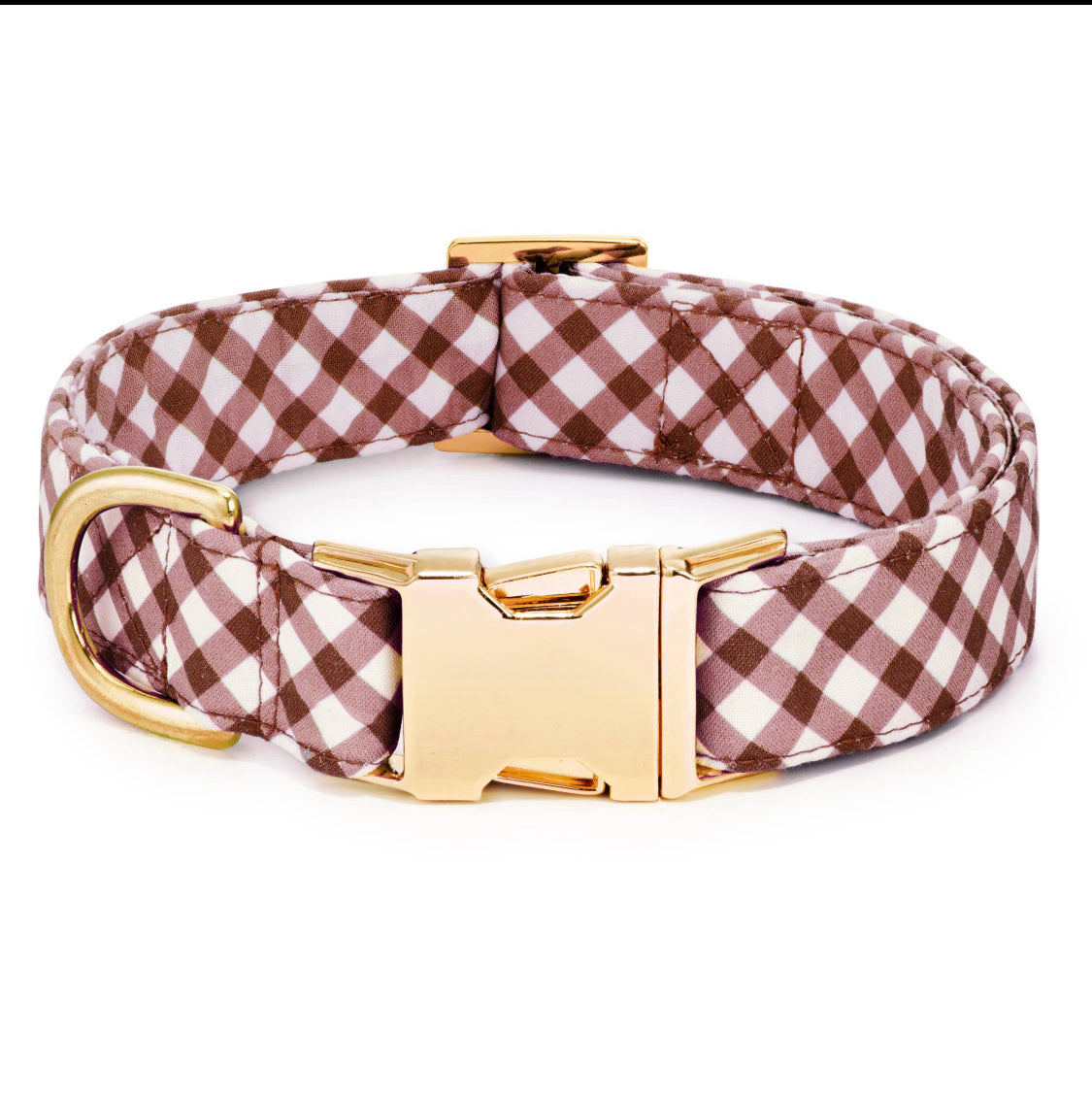 Russet gingham dog collar