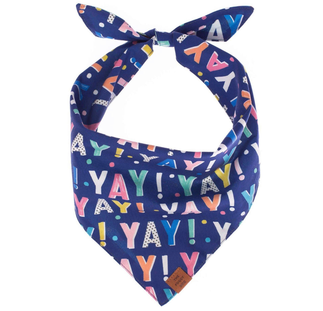 Birthday YAY Navy Dog Bandana