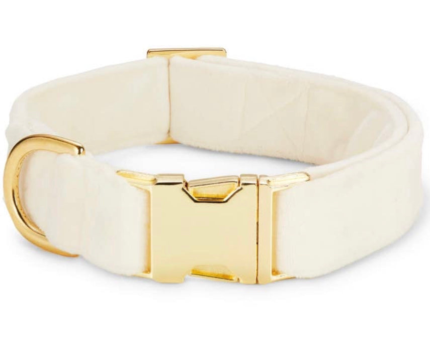 Ivory Velvet Dog Collar