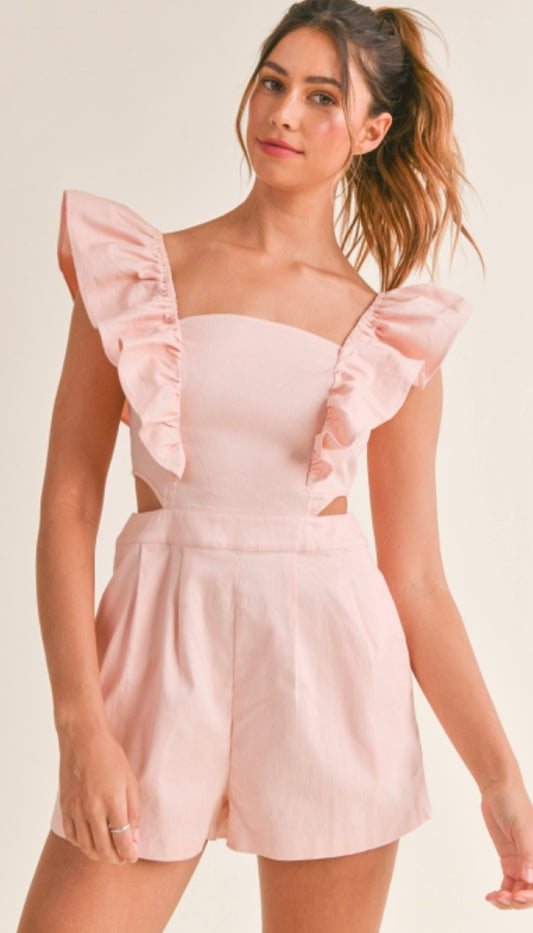 Miley Denim Romper BLUSH