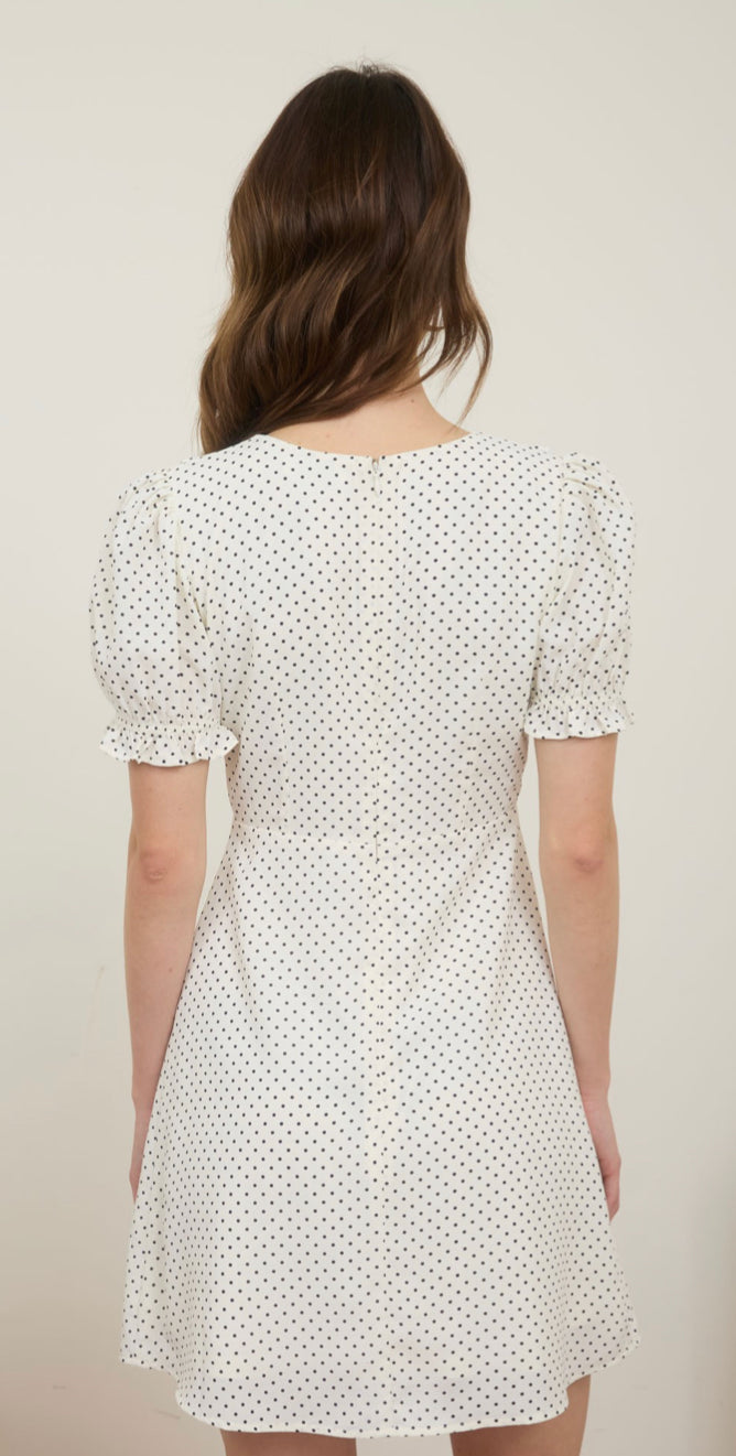 White Polka Dot Mini Drses