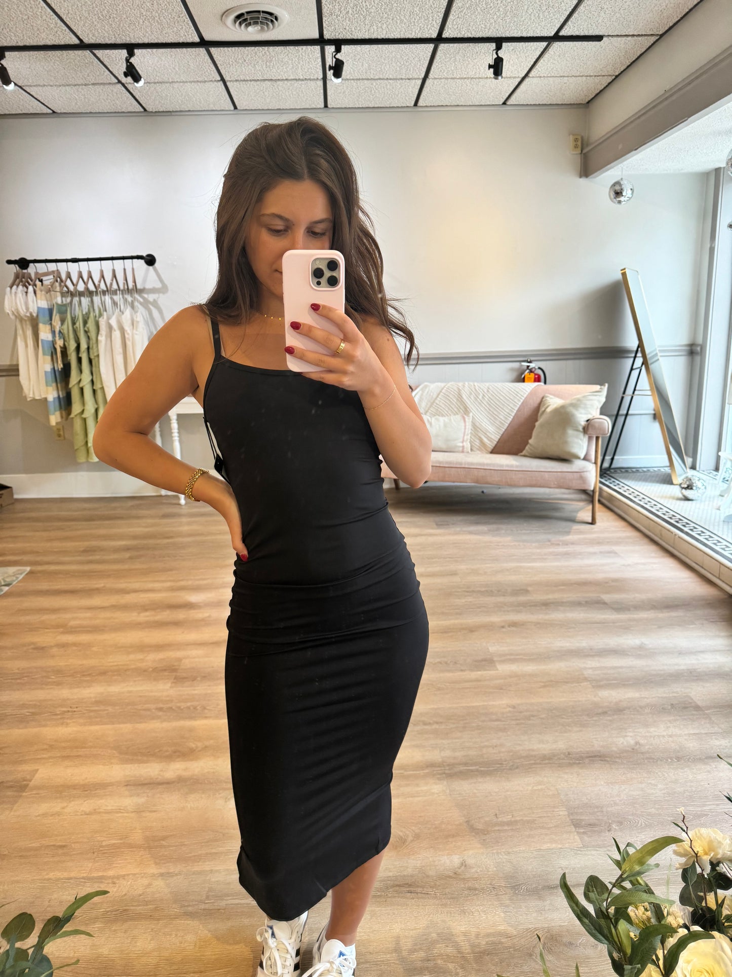 Black midi dress