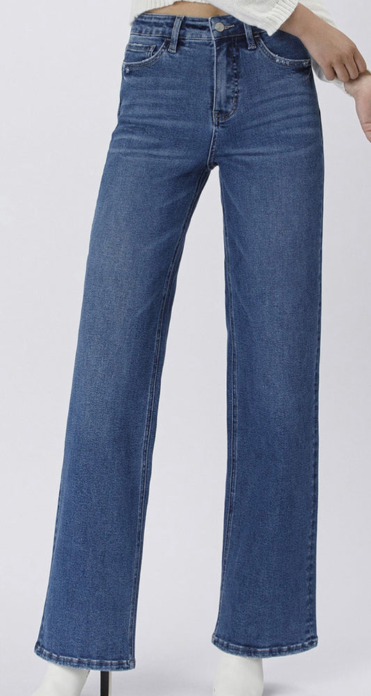 TUMMY CONTROL 90'S SUPER HIGH RISE WIDE LEG JEANS