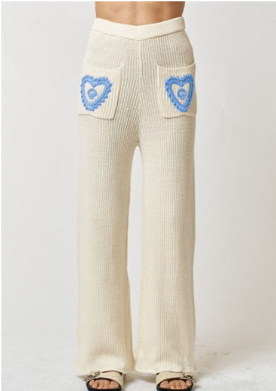 Knit heart pants