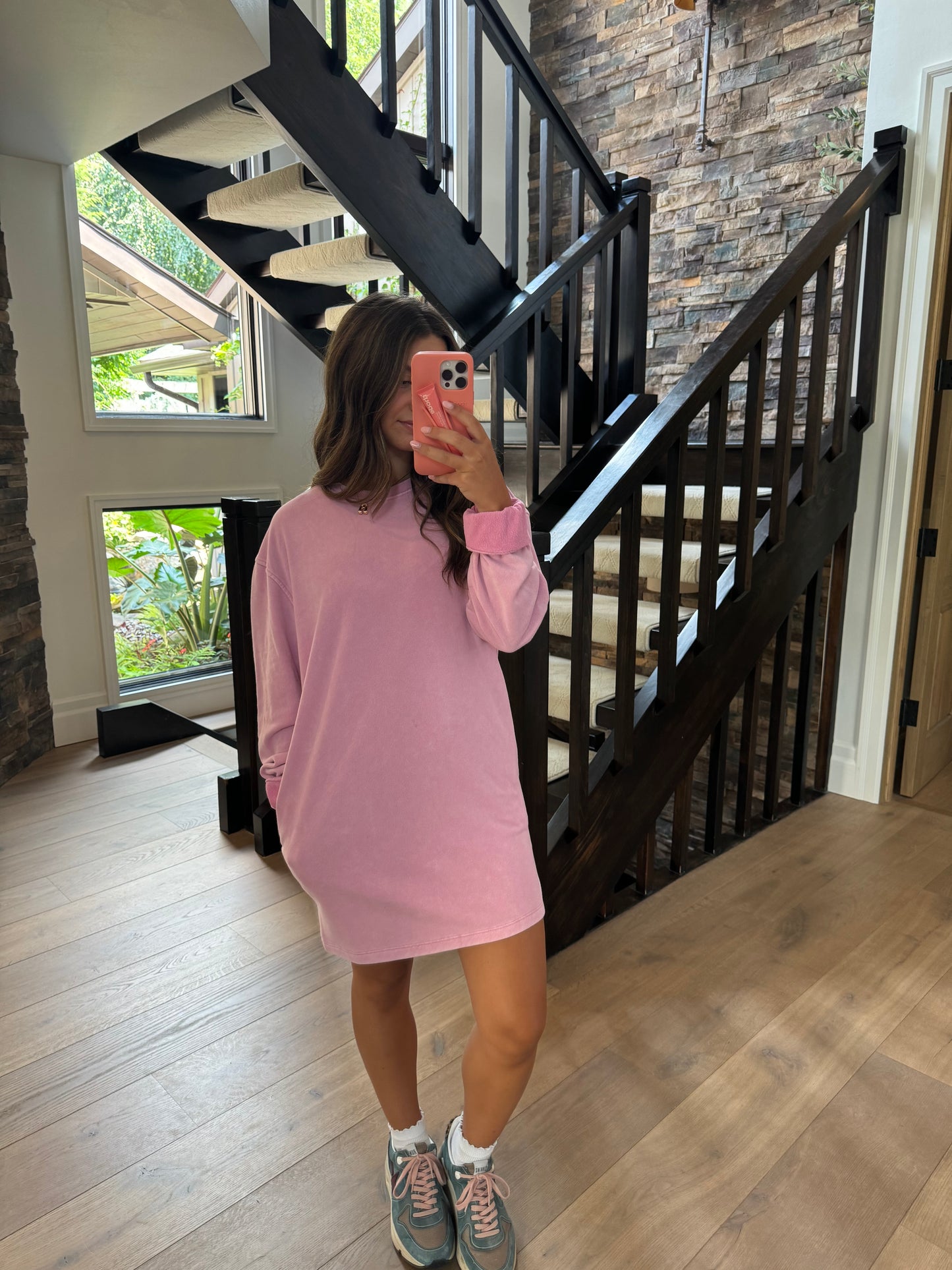 Rose sweatshirt dress