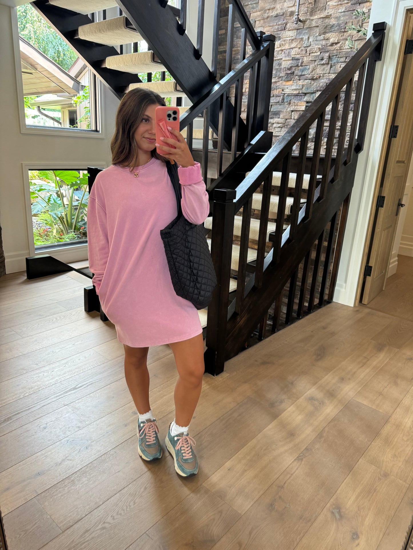 Rose sweatshirt dress