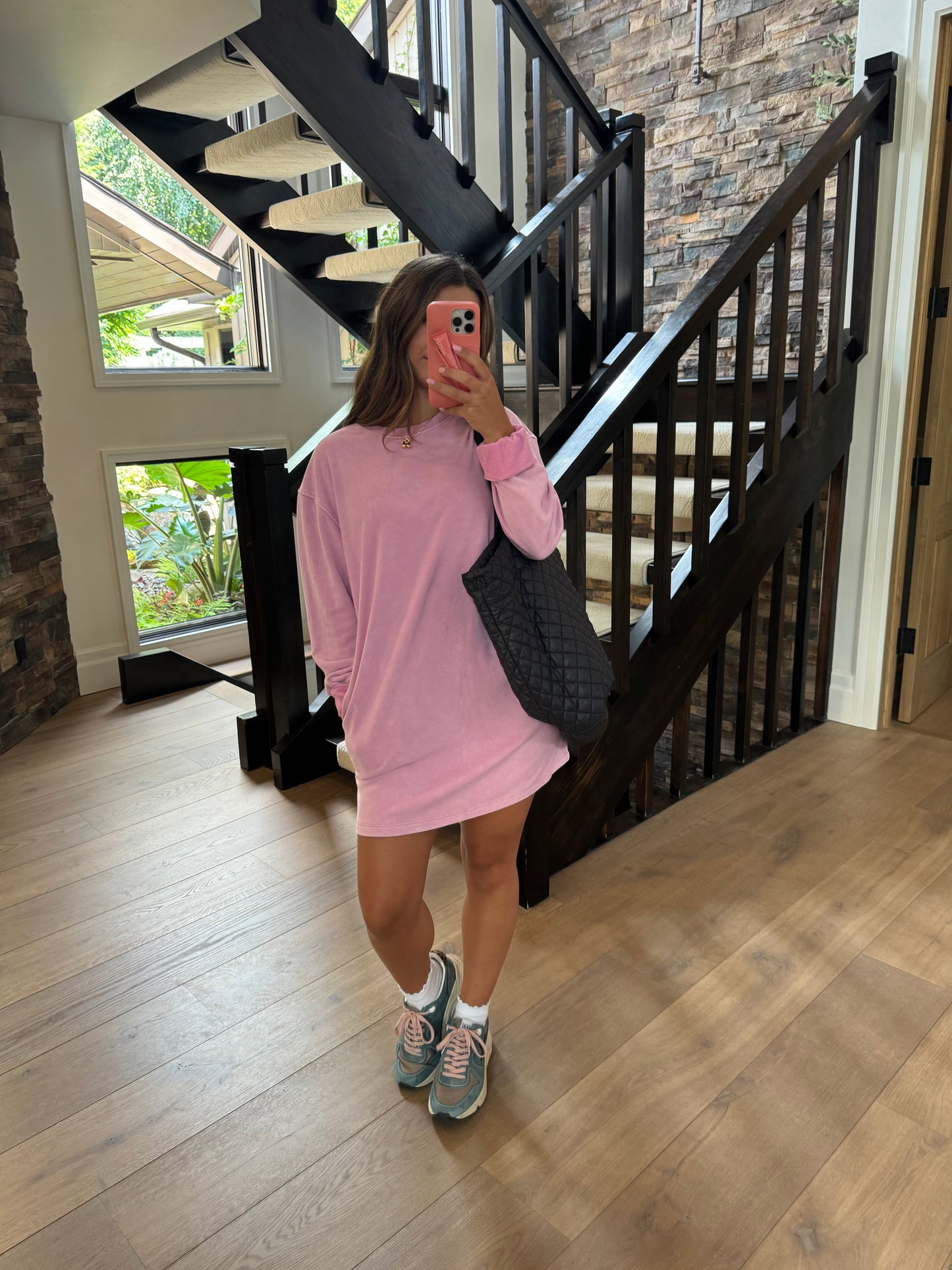 Rose sweatshirt dress