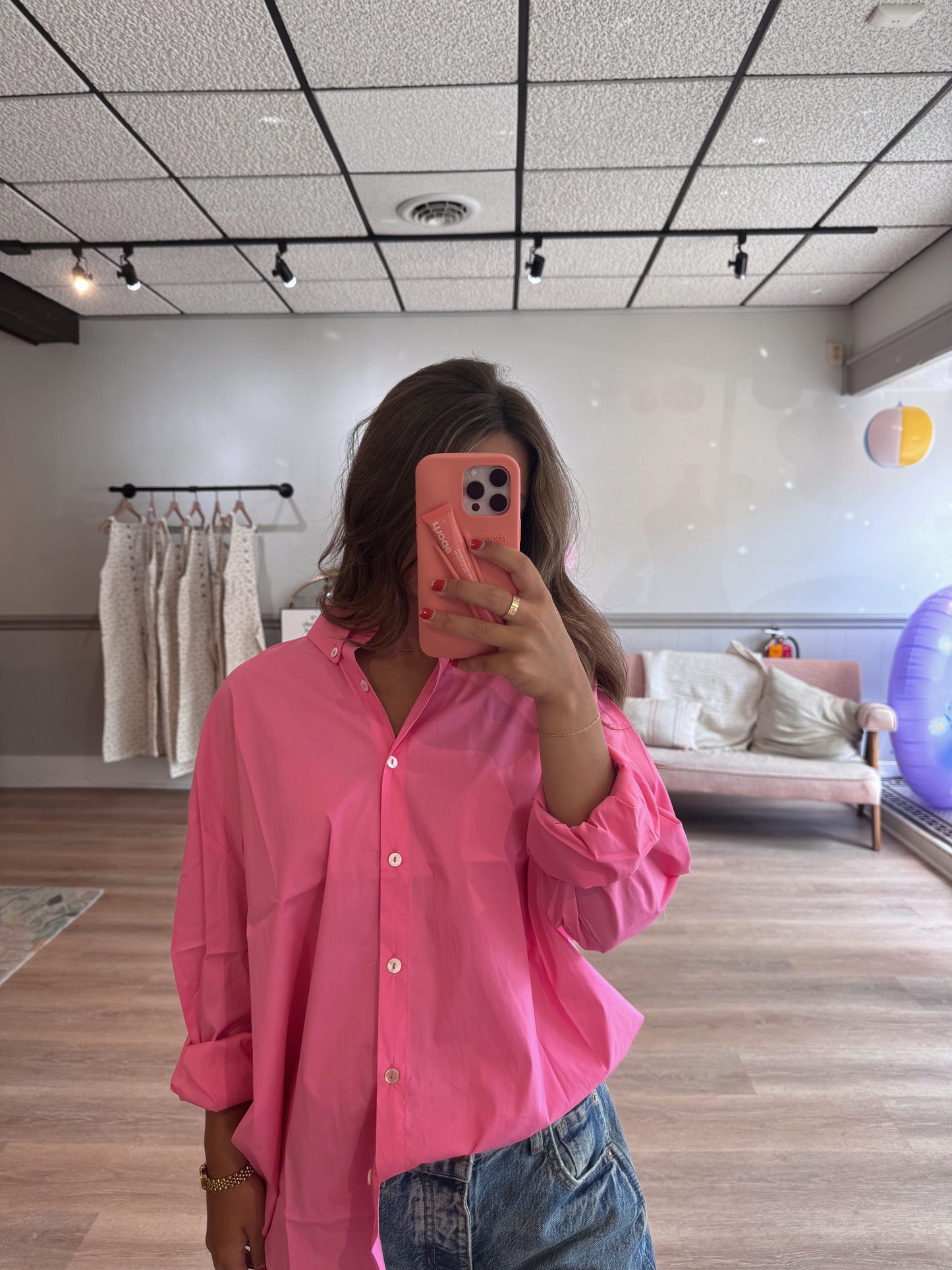 Pink button-up